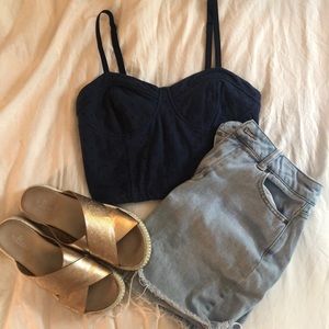 Navy Blur Crop Tank Top